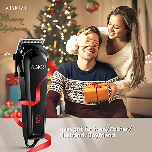 ATMOKO Máquina Cortar Pelo Profesional Con 13 Accesorios, Recortadora Barba y Cortapelos Hombre Cortapelos Profesional Hombre Inalámbrico Diseñado Para Familias，Afeitadora Barba Hombre 081B