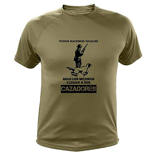 AtooDog Camisetas Personalizadas de Caza, Todos nacemos Iguales, Cazador - Ideas Regalos (30139, Verde, XXL)