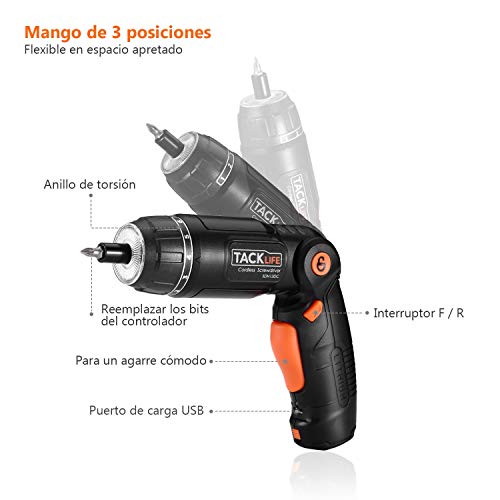 Atornillador, TACKLIFE SDH13DC Destornillador Eléctrico Par de Salida 4Nm Máx (Taladro sin Cable, Cabeza Extraíble, Luz LED, 6 Velocidad Giratoria Ajustable) Atornillador, TACKLIFE SDH13DC Destornillador Eléctrico Par de Salida 4Nm Máx (Taladro sin Cable, Cabeza Extraíble, Luz LED, 6 Velocidad Giratoria Ajustable)