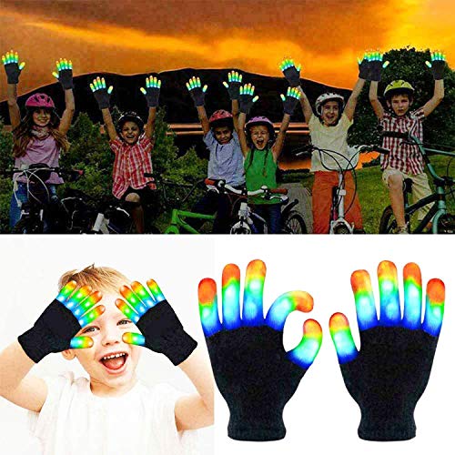 ATORYS Guantes Luminosos,Los Guantes LED,Guantes de Mano Iluminados,6 Modo de luz 3 Colores, Halloween, Navidad, Baile, Rave, Fiesta, Discoteca, Discotecas y Regalos de cumpleaños.