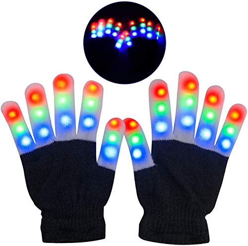 ATORYS Guantes Luminosos,Los Guantes LED,Guantes de Mano Iluminados,6 Modo de luz 3 Colores, Halloween, Navidad, Baile, Rave, Fiesta, Discoteca, Discotecas y Regalos de cumpleaños.