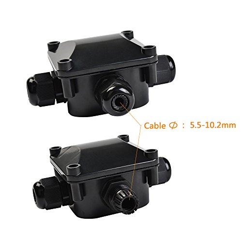 ATPWONZ 4pcs Caja de Conexiones Conector de 3 Vías de Interior/Exterior IP68 Impermeable Súper Ø 5.5mm-10.2mm (Negro)