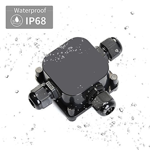 ATPWONZ 4pcs Caja de Conexiones Conector de 3 Vías de Interior/Exterior IP68 Impermeable Súper Ø 5.5mm-10.2mm (Negro)