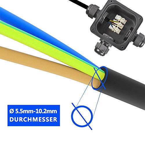 ATPWONZ 4pcs Caja de Conexiones Conector de 3 Vías de Interior/Exterior IP68 Impermeable Súper Ø 5.5mm-10.2mm (Negro) ATPWONZ 4pcs Caja de Conexiones Conector de 3 Vías de Interior/Exterior IP68 Impermeable Súper Ø 5.5mm-10.2mm (Negro)