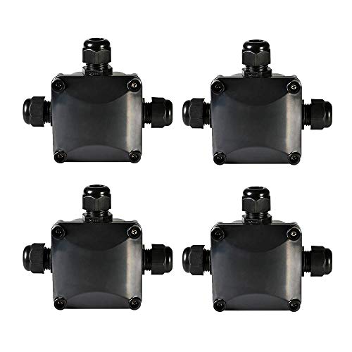 ATPWONZ 4pcs Caja de Conexiones Conector de 3 Vías de Interior/Exterior IP68 Impermeable Súper Ø 5.5mm-10.2mm (Negro)