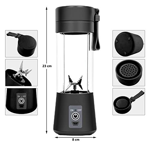 AUFELL versión Mejorada Licuadora Personal, Vaso exprimidor portátil/Mezclador de Frutas eléctrico/batidora de Zumo USB, Recargable, Seis Cuchillas en 3D para una excelente Mezcla, 380 ml (Negro) AUFELL versión Mejorada Licuadora Personal, Vaso exprimidor portátil/Mezclador de Frutas eléctrico/batidora de Zumo USB, Recargable, Seis Cuchillas en 3D para una excelente Mezcla, 380 ml (Negro)