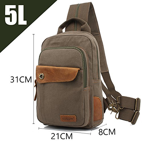 AUGUR Bandolera Mochila Bolso de Pecho Bolso de Hombro Mochila de Lona Unisex para IR de excursión Ciclismo Escalada al Aire Libre Deportiva(Verde)