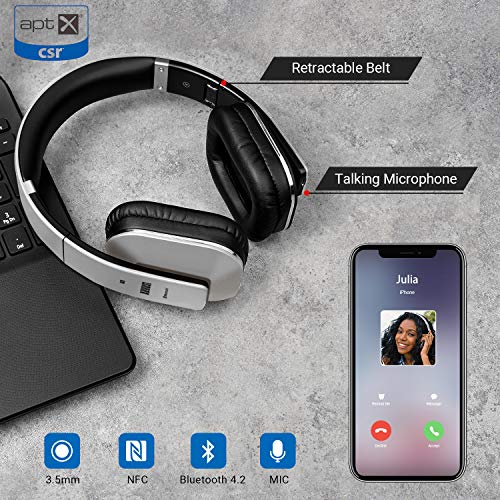 August EP650 Cascos Bluetooth 4.2 Inalámbrico NFC - Auriculares de Diadema Plegable -Sonido Estéreo Bass Rich - Over Ear Headphones con August Audio App para Ajustar EQ - Baja Latencia August EP650 Cascos Bluetooth 4.2 Inalámbrico NFC - Auriculares de Diadema Plegable -Sonido Estéreo Bass Rich - Over Ear Headphones con August Audio App para Ajustar EQ - Baja Latencia