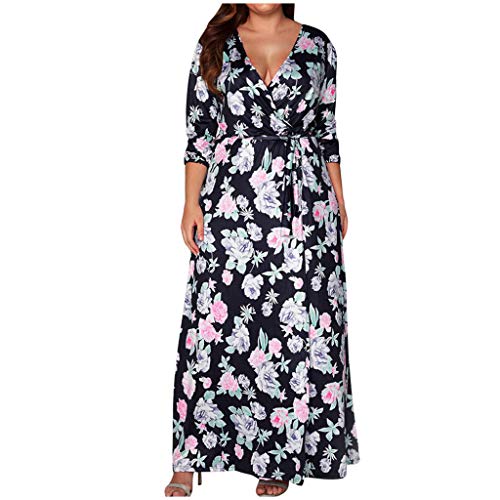 Auifor impresión de Gran tamaño V-Cuello Vendaje de Manga Larga con Cuello en V división Correas de Manga Larga de Las Mujeres de Moda dividieron Vestido Suelto(Negro/X-Large) Auifor impresión de Gran tamaño V-Cuello Vendaje de Manga Larga con Cuello en V división Correas de Manga Larga de Las Mujeres de Moda dividieron Vestido Suelto(Negro/X-Large)