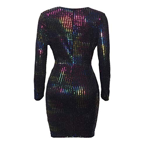 Auifor Las Mujeres Atractivas del Club V del Cuello del Brillo de Lentejuelas cóctel de la Tarde Wrap Mini Vestido de Fiesta(Negro/Small) Auifor Las Mujeres Atractivas del Club V del Cuello del Brillo de Lentejuelas cóctel de la Tarde Wrap Mini Vestido de Fiesta(Negro/Small)