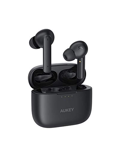 AUKEY Auriculares Bluetooth 5 con Cancelación Activa De Ruido, 4 Micrófonos, 35 Horas y Carga Rápida USB-C, IPX5 Impermeable Auriculares Inalámbricos para iPhone y Android