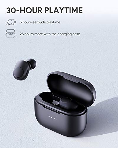 AUKEY Auriculares Inalámbricos Bluetooth 5 Detección en la Oreja, Carga inalámbrica y USB-C, IPX5 Impermeable, 30 Horas de Reproducción, Control Táctil, Micrófono Incorporado, 3D Estéreo