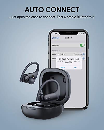 AUKEY Auriculares Inalámbricos Deportivos, Sonido aptX, Micrófonos CVC 8.0, 35 Horas de Reproducción, Carga inalámbrica y USB-C, IPX5 Impermeable, Bluetooth 5 AUKEY Auriculares Inalámbricos Deportivos, Sonido aptX, Micrófonos CVC 8.0, 35 Horas de Reproducción, Carga inalámbrica y USB-C, IPX5 Impermeable, Bluetooth 5