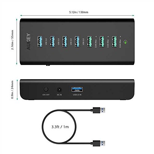 AUKEY Hub USB 4 Puertos USB 3.0 y 3 Puertos de Carga con Adaptador de Corriente 36W Hub USB 3.0 para Windows XP/Vista / 7/8, Mac OS, Linux, etc. AUKEY Hub USB 4 Puertos USB 3.0 y 3 Puertos de Carga con Adaptador de Corriente 36W Hub USB 3.0 para Windows XP/Vista / 7/8, Mac OS, Linux, etc.