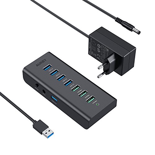 AUKEY Hub USB 4 Puertos USB 3.0 y 3 Puertos de Carga con Adaptador de Corriente 36W Hub USB 3.0 para Windows XP/Vista / 7/8, Mac OS, Linux, etc. AUKEY Hub USB 4 Puertos USB 3.0 y 3 Puertos de Carga con Adaptador de Corriente 36W Hub USB 3.0 para Windows XP/Vista / 7/8, Mac OS, Linux, etc.