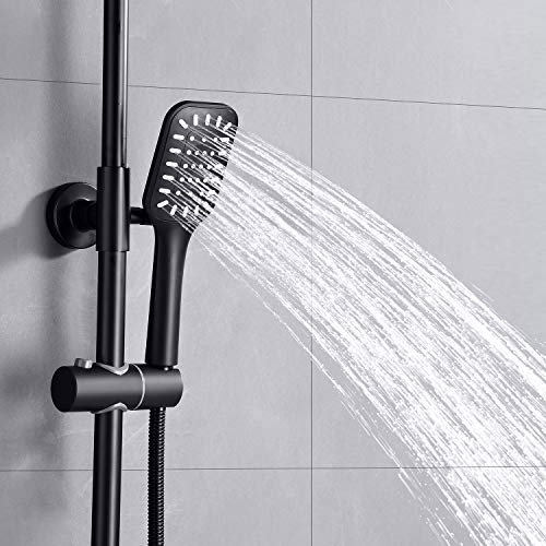 Auralum Columna ducha Negro Monomando, Set de ducha con grifo, Conjunto de ducha de pared 25 X 20 CM Alcachofa Ducha Lluvia y Ducha de Mano. Altura ajustable Auralum Columna ducha Negro Monomando, Set de ducha con grifo, Conjunto de ducha de pared 25 X 20 CM Alcachofa Ducha Lluvia y Ducha de Mano. Altura ajustable