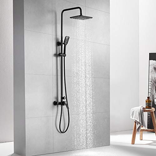 Auralum Columna ducha Negro Monomando, Set de ducha con grifo, Conjunto de ducha de pared 25 X 20 CM Alcachofa Ducha Lluvia y Ducha de Mano. Altura ajustable Auralum Columna ducha Negro Monomando, Set de ducha con grifo, Conjunto de ducha de pared 25 X 20 CM Alcachofa Ducha Lluvia y Ducha de Mano. Altura ajustable