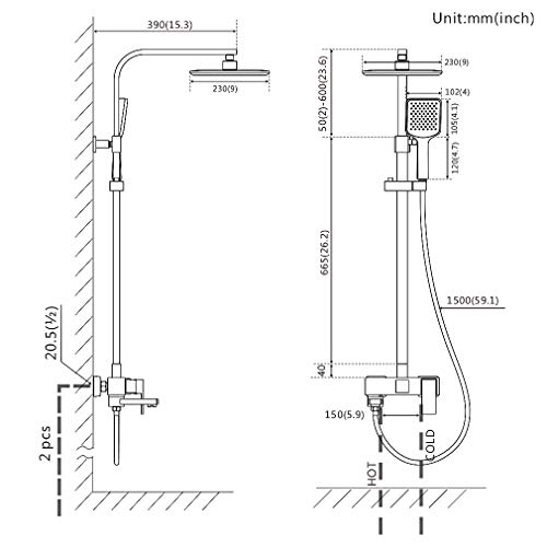 AuraLum Set de Ducha con Grifo, Columna Ducha Altura Ajustable 85-120cm con 3 Funciones Ducha de Mano y XXL Ducha de Lluvia, Square Negro Sistema de Ducha AuraLum Set de Ducha con Grifo, Columna Ducha Altura Ajustable 85-120cm con 3 Funciones Ducha de Mano y XXL Ducha de Lluvia, Square Negro Sistema de Ducha