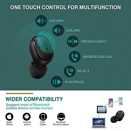 Auriculares Bluetooth, Bluetooth 5.0 Auriculares Inalámbricos con 3D Estéreo, IPX5 Impermeables Auriculares Deportivos con Control Táctil para Android/iPhone/Samsung/Huawei/Xiaomi Auriculares Bluetooth, Bluetooth 5.0 Auriculares Inalámbricos con 3D Estéreo, IPX5 Impermeables Auriculares Deportivos con Control Táctil para Android/iPhone/Samsung/Huawei/Xiaomi