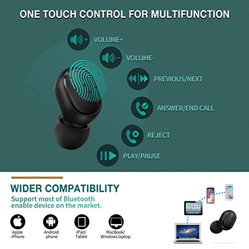 Auriculares Bluetooth, Bluetooth 5.0 Auriculares Inalámbricos con 3D Estéreo, IPX5 Impermeables Auriculares Deportivos con Control Táctil para Android/iPhone/Samsung/Huawei/Xiaomi