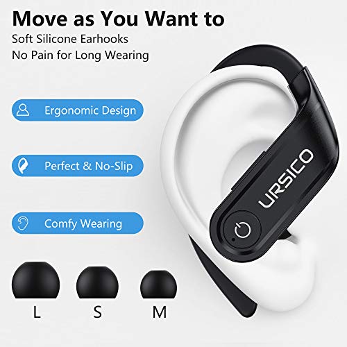 Auriculares Bluetooth Estéreo Auriculares Deportivos, Auriculares Inalámbricos con Micrófono Hi-Fi CVC8.0, 10H+50H Reproducir, Impermeable Cascos Deporte con Estuche de Carga para iPhone Android
