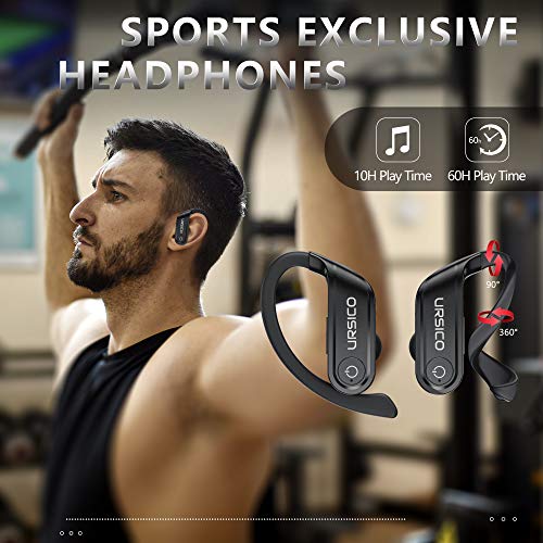 Auriculares Bluetooth Estéreo Auriculares Deportivos, Auriculares Inalámbricos con Micrófono Hi-Fi CVC8.0, 10H+50H Reproducir, Impermeable Cascos Deporte con Estuche de Carga para iPhone Android