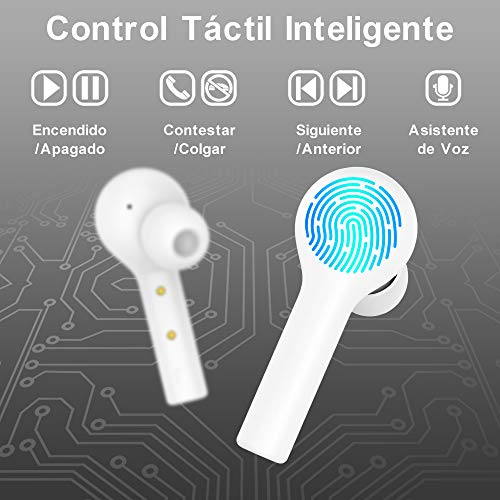 Auriculares Bluetooth, HOMSCAM Auriculares Inalámbricos Bluetooth 5.0 HiFi Mini Estéreo In-Ear Control Táctil Auriculares, Viene con 3 Tapones para los oídos Tamaños Diseñados para Niños también Auriculares Bluetooth, HOMSCAM Auriculares Inalámbricos Bluetooth 5.0 HiFi Mini Estéreo In-Ear Control Táctil Auriculares, Viene con 3 Tapones para los oídos Tamaños Diseñados para Niños también