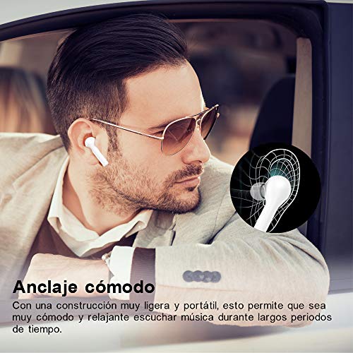 Auriculares Bluetooth, HOMSCAM Auriculares Inalámbricos Bluetooth 5.0 HiFi Mini Estéreo In-Ear Control Táctil Auriculares, Viene con 3 Tapones para los oídos Tamaños Diseñados para Niños también