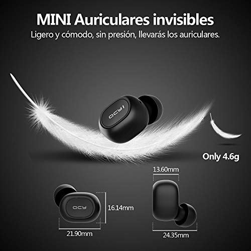 Auriculares Bluetooth, HOMSCAM Auriculares inalámbricos QCY Bluetooth 5.0 Sonido Estéreo Auricular Mini Twins In-Ear Auriculares Carga Rapida Resistente al Agua con Caja de Carga