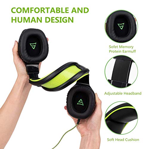 Auriculares G813 estéreo de 3,5 mm, con Cable, para Juegos, con micrófono, cancelación de Ruido y Control de Volumen, para Xbox One/PC/Mac/PS4/tablet/teléfono (Negro y Verde), de Supsoo Auriculares G813 estéreo de 3,5 mm, con Cable, para Juegos, con micrófono, cancelación de Ruido y Control de Volumen, para Xbox One/PC/Mac/PS4/tablet/teléfono (Negro y Verde), de Supsoo