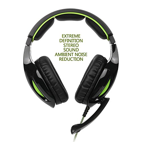 Auriculares G813 estéreo de 3,5 mm, con Cable, para Juegos, con micrófono, cancelación de Ruido y Control de Volumen, para Xbox One/PC/Mac/PS4/tablet/teléfono (Negro y Verde), de Supsoo Auriculares G813 estéreo de 3,5 mm, con Cable, para Juegos, con micrófono, cancelación de Ruido y Control de Volumen, para Xbox One/PC/Mac/PS4/tablet/teléfono (Negro y Verde), de Supsoo
