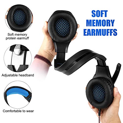 Auriculares Gaming para PS4/Xbox One/Nintendo Switch, Pacrate GH-1 Cascos Gaming con Sonido Envolvente y Cancelación de Ruido Auriculares Diadema con 3.5mm Jack con Luz LED Auriculares Gaming para PS4/Xbox One/Nintendo Switch, Pacrate GH-1 Cascos Gaming con Sonido Envolvente y Cancelación de Ruido Auriculares Diadema con 3.5mm Jack con Luz LED