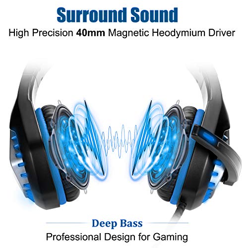 Auriculares Gaming para PS4/Xbox One/Nintendo Switch, Pacrate GH-1 Cascos Gaming con Sonido Envolvente y Cancelación de Ruido Auriculares Diadema con 3.5mm Jack con Luz LED Auriculares Gaming para PS4/Xbox One/Nintendo Switch, Pacrate GH-1 Cascos Gaming con Sonido Envolvente y Cancelación de Ruido Auriculares Diadema con 3.5mm Jack con Luz LED