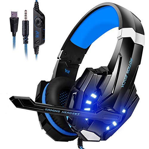 Auriculares Gaming PS4, Galopar Cascos Gaming, Premium Stereo con Microfono Gaming Headset con 3.5mm Jack para PC/Xbox One/Switch - con Gancho-Azul Auriculares Gaming PS4, Galopar Cascos Gaming, Premium Stereo con Microfono Gaming Headset con 3.5mm Jack para PC/Xbox One/Switch - con Gancho-Azul