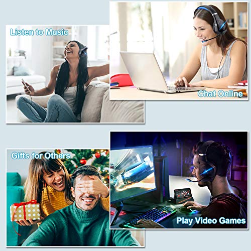 Auriculares Gaming PS4,Cascos Gaming de Mac Estéreo con Micrófono Cascos Gaming 3.5mm Jack con Luz LED Bass Surround y Cancelación de Ruido Auriculares Compatible con PC/Xbox One/Switch Auriculares Gaming PS4,Cascos Gaming de Mac Estéreo con Micrófono Cascos Gaming 3.5mm Jack con Luz LED Bass Surround y Cancelación de Ruido Auriculares Compatible con PC/Xbox One/Switch