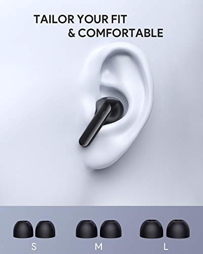 Auriculares Inalámbricos Bluetooth 5 con Micrófonos, BCMASTER Auriculares Bluetooth Sonido Estéreo 3D, 30 Horas y Carga Rápida USB-C, Control Táctil, Deportivos IPX5 Impermeable para Trabajar o Viajar