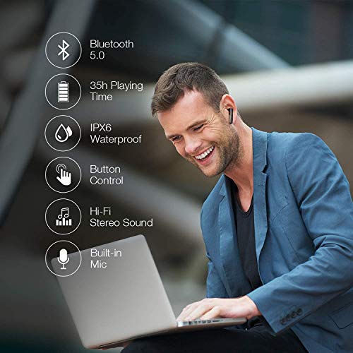 Auriculares inalámbricos Bluetooth 5.0,Control táctil, IPX5 reducción del Ruido estéreo 3D HD, con micrófono y Estuche de Carga portátil para Todos Bluetooth de Android iPhone Negro Auriculares inalámbricos Bluetooth 5.0,Control táctil, IPX5 reducción del Ruido estéreo 3D HD, con micrófono y Estuche de Carga portátil para Todos Bluetooth de Android iPhone Negro