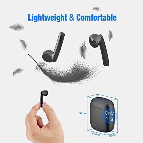 Auriculares inalámbricos Bluetooth 5.0,Control táctil, IPX5 reducción del Ruido estéreo 3D HD, con micrófono y Estuche de Carga portátil para Todos Bluetooth de Android iPhone Negro