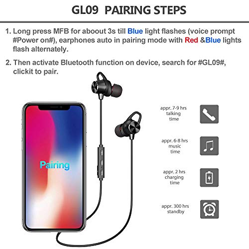 Auriculares Inalambricos Blutetooth, Auriculares Blutetooth Deporte Magnéticos Hi-Fi Sonido Estéreo In-Ear Micrófono Incorporado Cancelación de Ruido CVC 6.0 Sweatproof IPX4 Siri iPhone y Android Auriculares Inalambricos Blutetooth, Auriculares Blutetooth Deporte Magnéticos Hi-Fi Sonido Estéreo In-Ear Micrófono Incorporado Cancelación de Ruido CVC 6.0 Sweatproof IPX4 Siri iPhone y Android