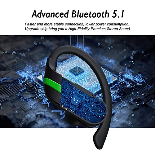 Auriculares Inalambricos Deportivos, LYCHL Auriculares Bluetooth 5.1 IP7 Impermeable Running Auriculares, Cascos Inhalabricos Correr con Micrófono Caja de Carga, Cancelación de Ruido Gimnasio, Viajes