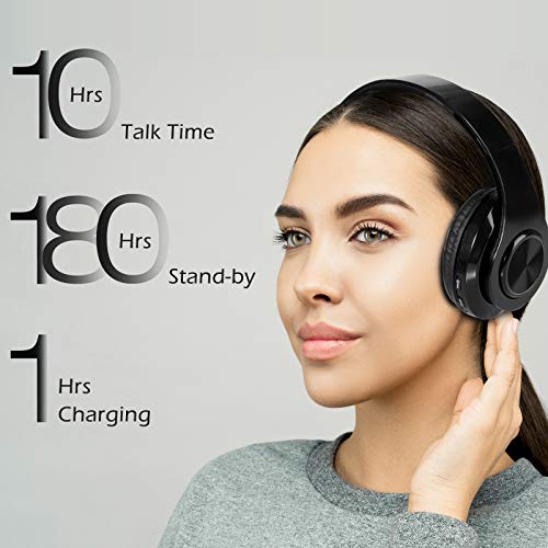 Auriculares Inalambricos Diadema con Microfono Sendowtek Cascos Bluetooth Inalámbrico Auriculares Cancelacion de Ruido Alta Fidelidad Estéreo para iPhone Android iPad PC (Negro)