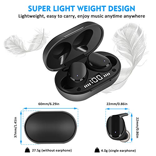 Auriculares Inalámbricos, Moosen Auriculares Bluetooth 5.0 IPX7 Impermeable, Mini Portátil Caja de Carga, HI-FI Estéreo, Control Tactil cancelación de Ruido, Control táctil para Correr Deporte