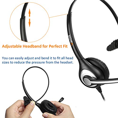 Auriculares Teléfono Móvil Mono con Cancelación de Ruido Micrófono, WANTEK Cascos Diadema para iPhone Samsung Huawei HTC LG ZTE Blackberry Celulares y Smartphones con Jack de 3,5 mm(F600J35)