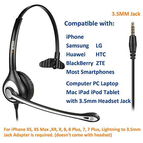 Auriculares Teléfono Móvil Mono con Cancelación de Ruido Micrófono, WANTEK Cascos Diadema para iPhone Samsung Huawei HTC LG ZTE Blackberry Celulares y Smartphones con Jack de 3,5 mm(F600J35) Auriculares Teléfono Móvil Mono con Cancelación de Ruido Micrófono, WANTEK Cascos Diadema para iPhone Samsung Huawei HTC LG ZTE Blackberry Celulares y Smartphones con Jack de 3,5 mm(F600J35)
