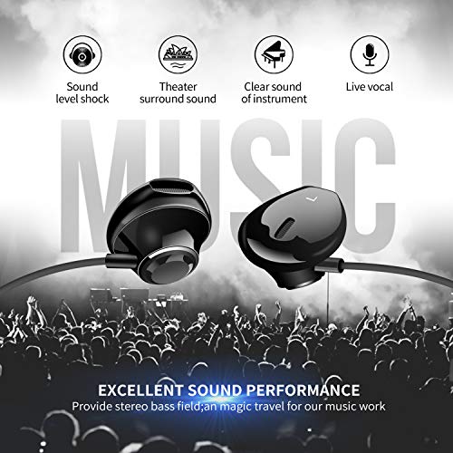 Auriculares,Auriculares con micrófono, Sistema de cancelación de Ruido y Sonido Envolvente. Compatibles con Samsung,Android y PC (Negro) Auriculares,Auriculares con micrófono, Sistema de cancelación de Ruido y Sonido Envolvente. Compatibles con Samsung,Android y PC (Negro)