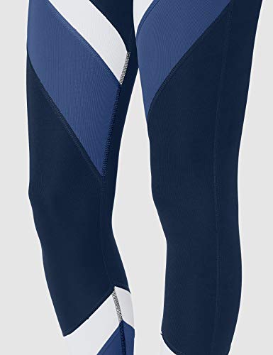 Aurique Leggings deportivos para Mujer, Azul (Dress Blue/White/Gray Blue), S