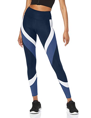 Aurique Leggings deportivos para Mujer, Azul (Dress Blue/White/Gray Blue), S