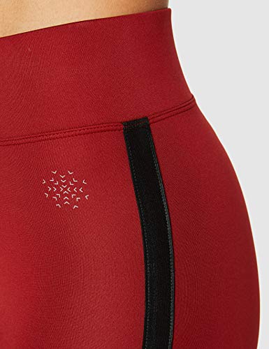 AURIQUE Shorts para Correr con Banda Lateral Mujer, Rojo (Red Dhalia), 42, Label:L