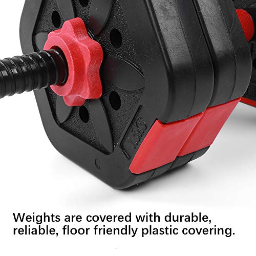 Ausla Juego de Mancuernas Pesas Ajustables 25KG con Barra y Discos, Mancuernas hexagonales con Revestimiento de plastico para Gimnasio o casa Ausla Juego de Mancuernas Pesas Ajustables 25KG con Barra y Discos, Mancuernas hexagonales con Revestimiento de plastico para Gimnasio o casa