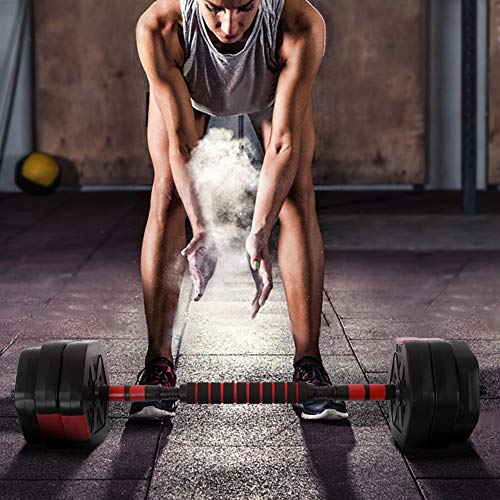 Ausla Juego de Mancuernas Pesas Ajustables 25KG con Barra y Discos, Mancuernas hexagonales con Revestimiento de plastico para Gimnasio o casa Ausla Juego de Mancuernas Pesas Ajustables 25KG con Barra y Discos, Mancuernas hexagonales con Revestimiento de plastico para Gimnasio o casa